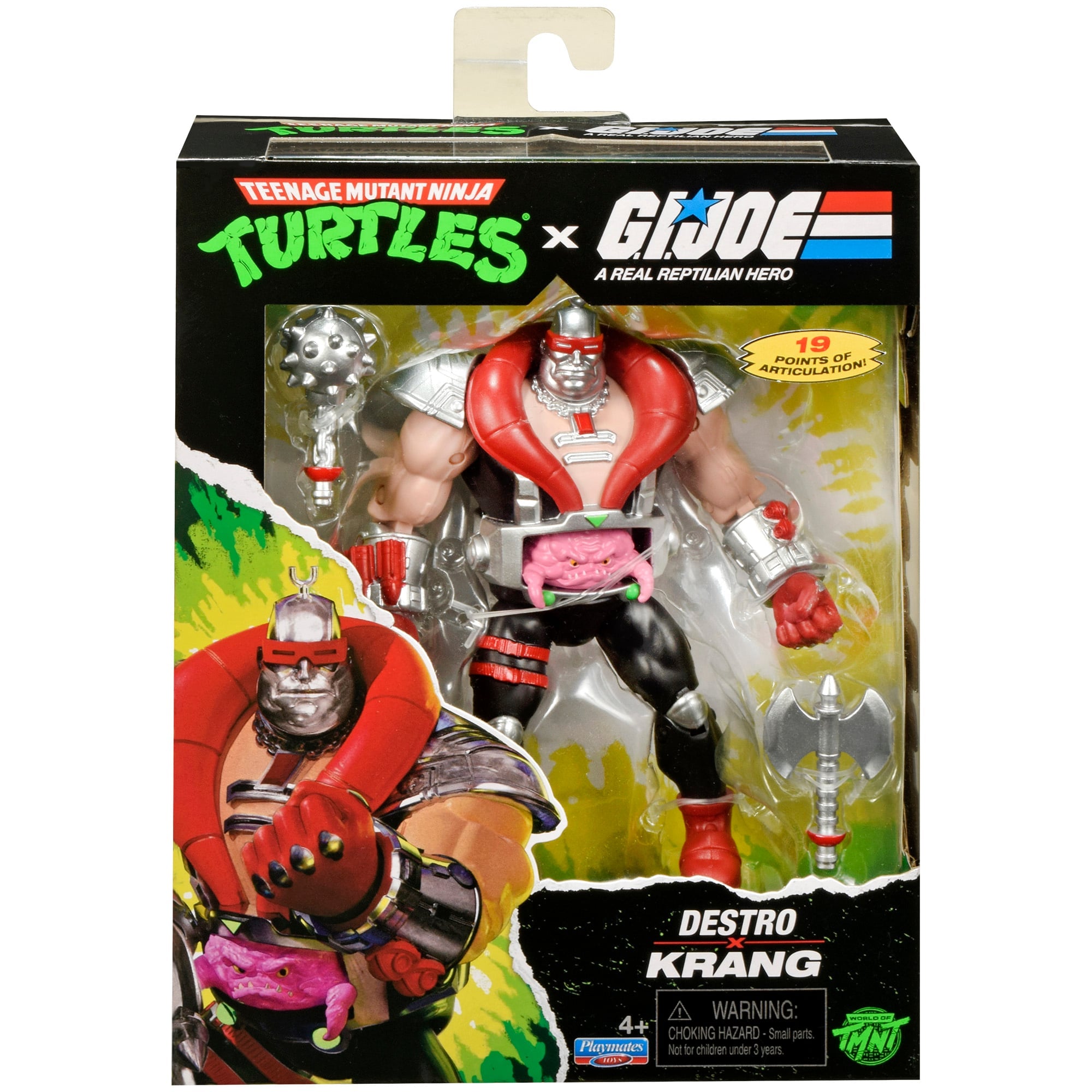 Krang as Destro TMNT x GI Joe 5-Inch Figure — Box Art Front View in Sealed Retail Packaging