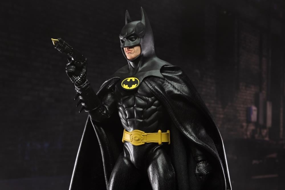 Batman 1989 NECA 8-Inch Clothed Figure — Three-Quarter View with Grapnel Launcher