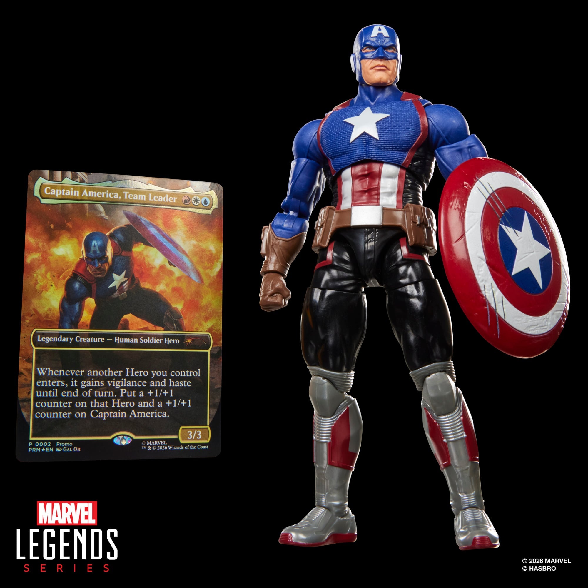 Captain America Avengers Twilight Marvel Legends 6-Inch Figure — Figure with MTG Captain America Team Leader Promo Card