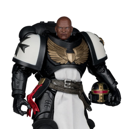 Black Templars Primaris Crusader McFarlane WH40K 7-Inch Figure — Out of Box Showing Alternate Bare Head and Alternate Backpack