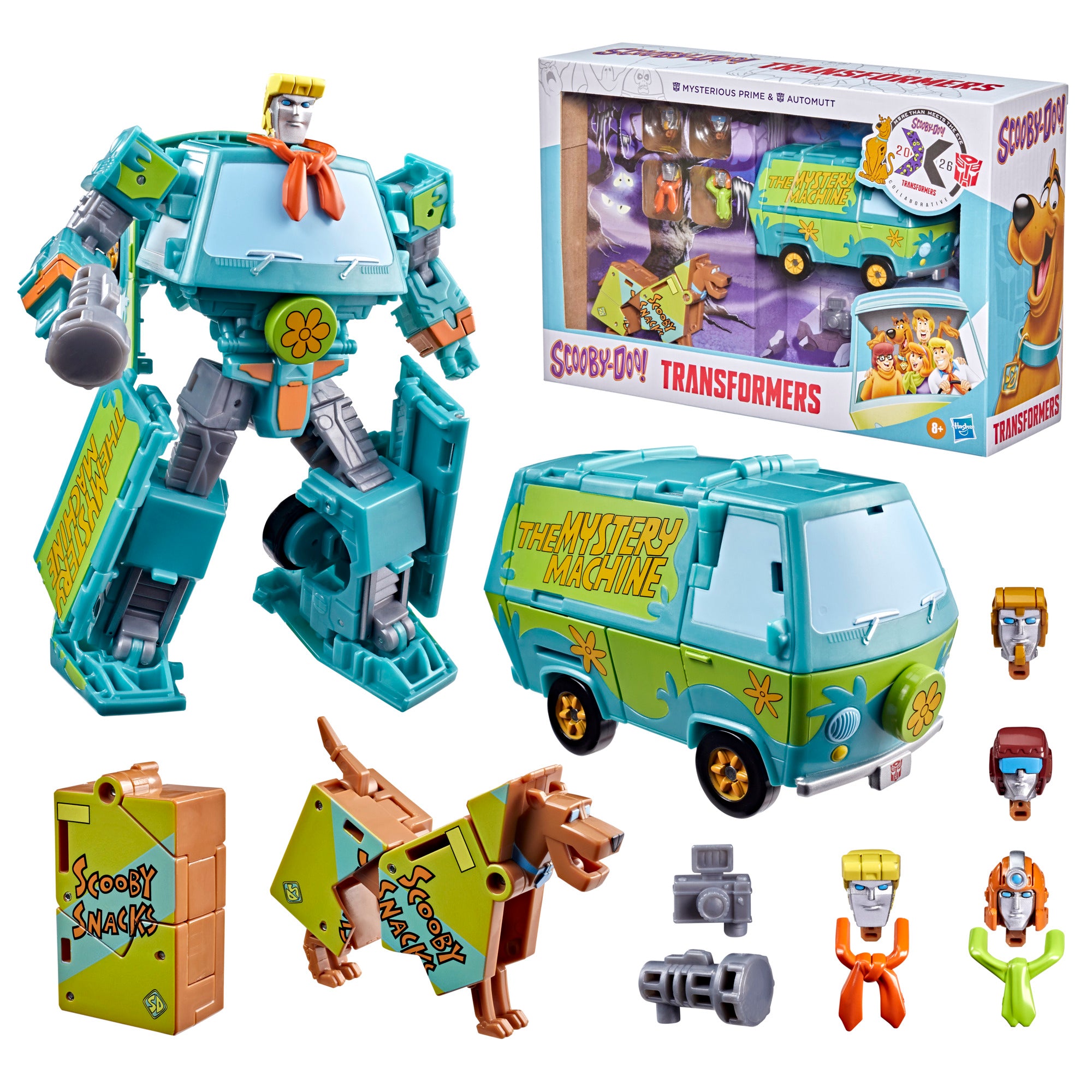 Mysterious Prime & Automutt Transformers Collaborative Set — Package Detail Showing Robot, Van, Automutt and Box Art