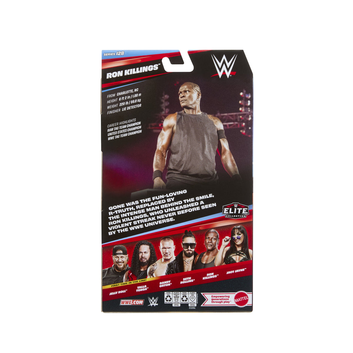 Ron Killings WWE Elite Series 128 6-Inch Figure — Box Back with Career Highlights and Series 128 Wave