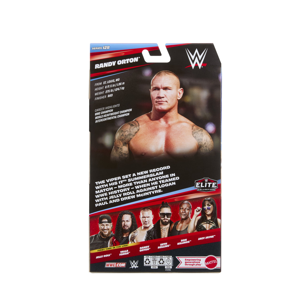 Randy Orton WWE Elite Series 128 6-Inch Figure — Package Back with Career Highlights and Wave Lineup