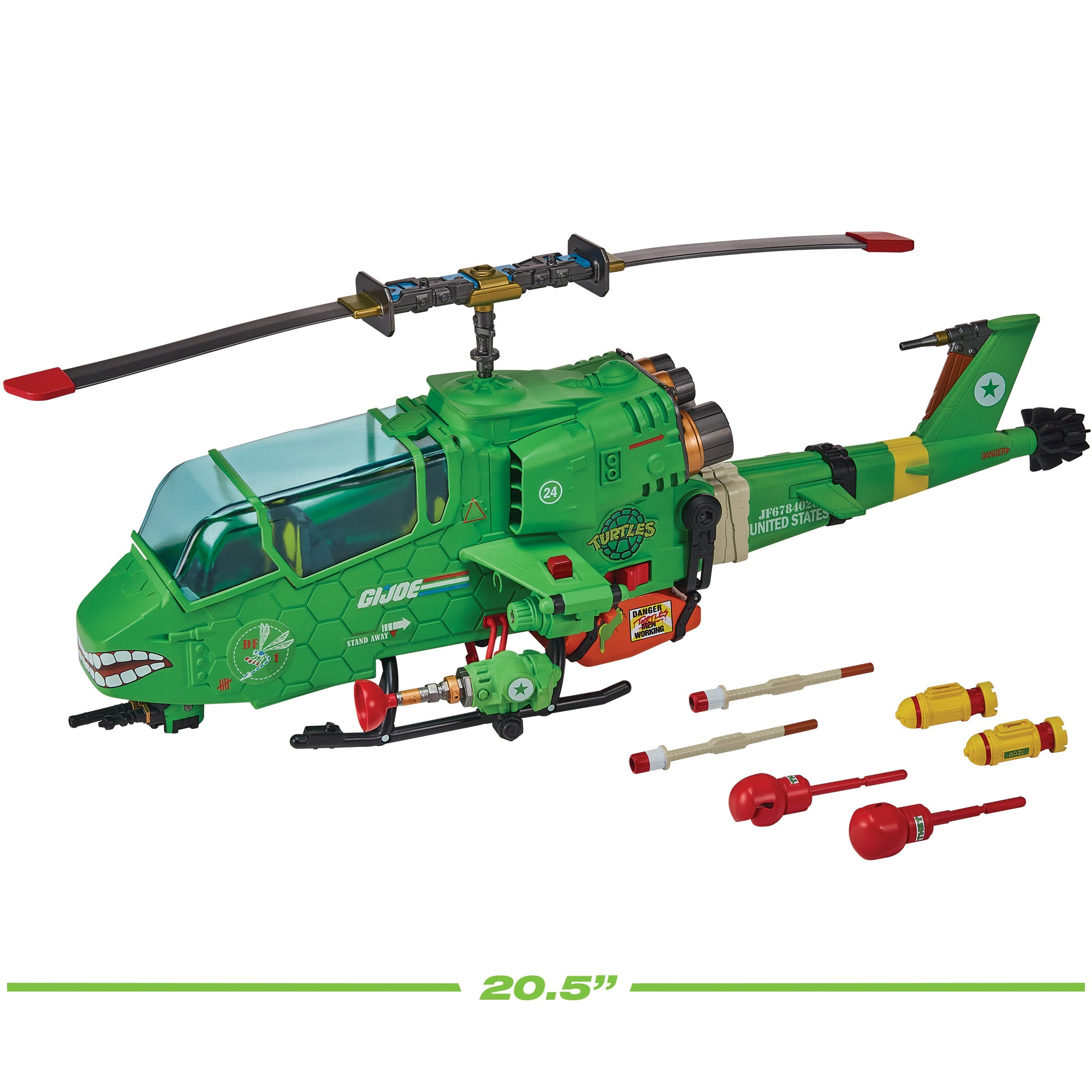 Turtle-Fly Copter TMNT x G.I. Joe — Vehicle with All Included Accessories Displayed