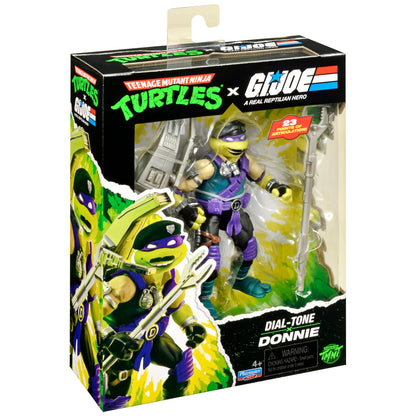 Donatello as Dial-Tone TMNT x GI Joe 4.5-Inch Figure — Box Art Side Angle Package View