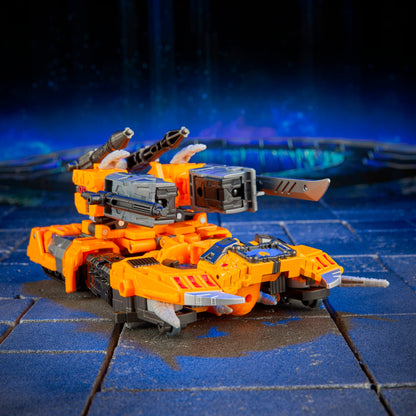 Herald of Unicron Age of the Primes Leader Class Figure — Tank Mode Front View with Dual Cannons