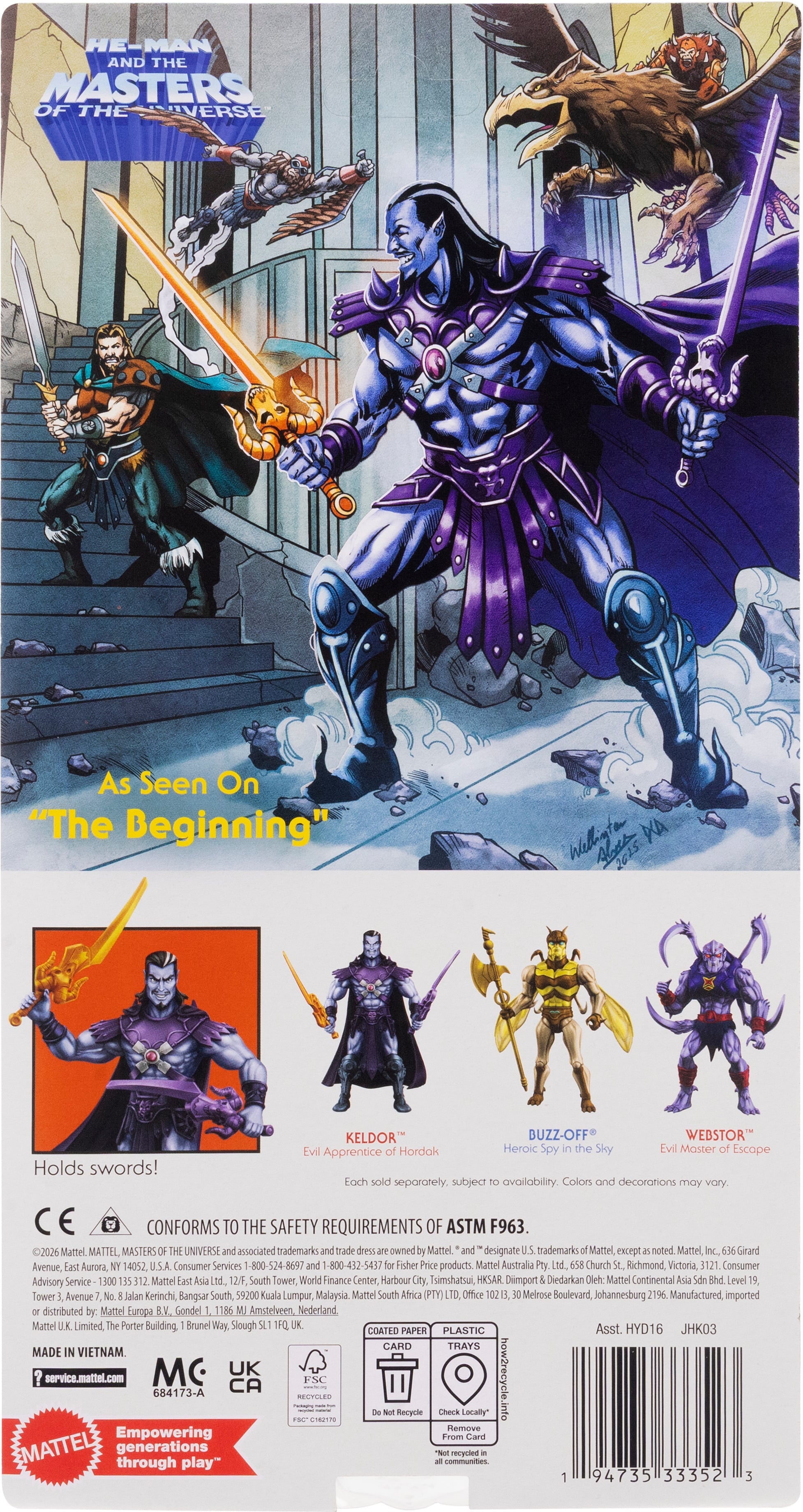 Keldor Masters of the Universe Origins 5.5-Inch Figure — Card Back The Beginning Artwork and Wave Lineup