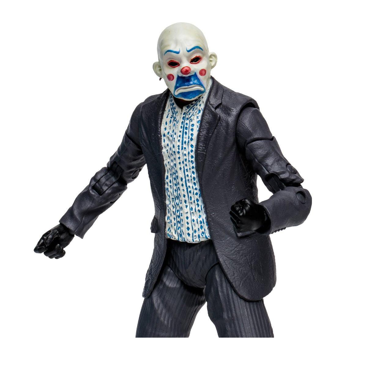 Joker Dark Knight DC Multiverse 7-Inch Figure — Clown Mask Head Articulation Pose White Background