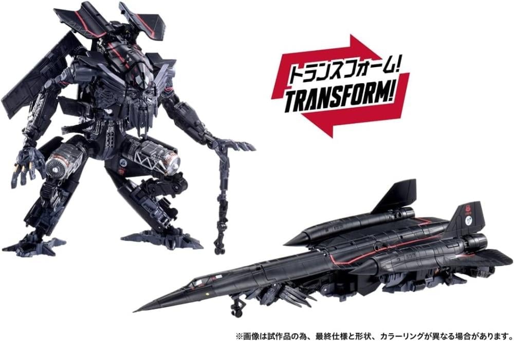 Jetfire Combine Dramatic Capture Series — Jetfire robot mode beside SR-71 Blackbird jet alt mode transformation showcase