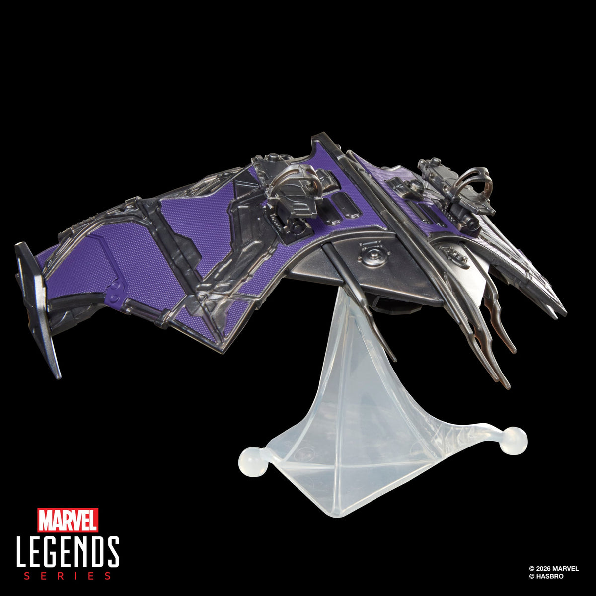 Green Goblin Marvel Legends 6-Inch Glider — Top Detail View on Clear Display Stand