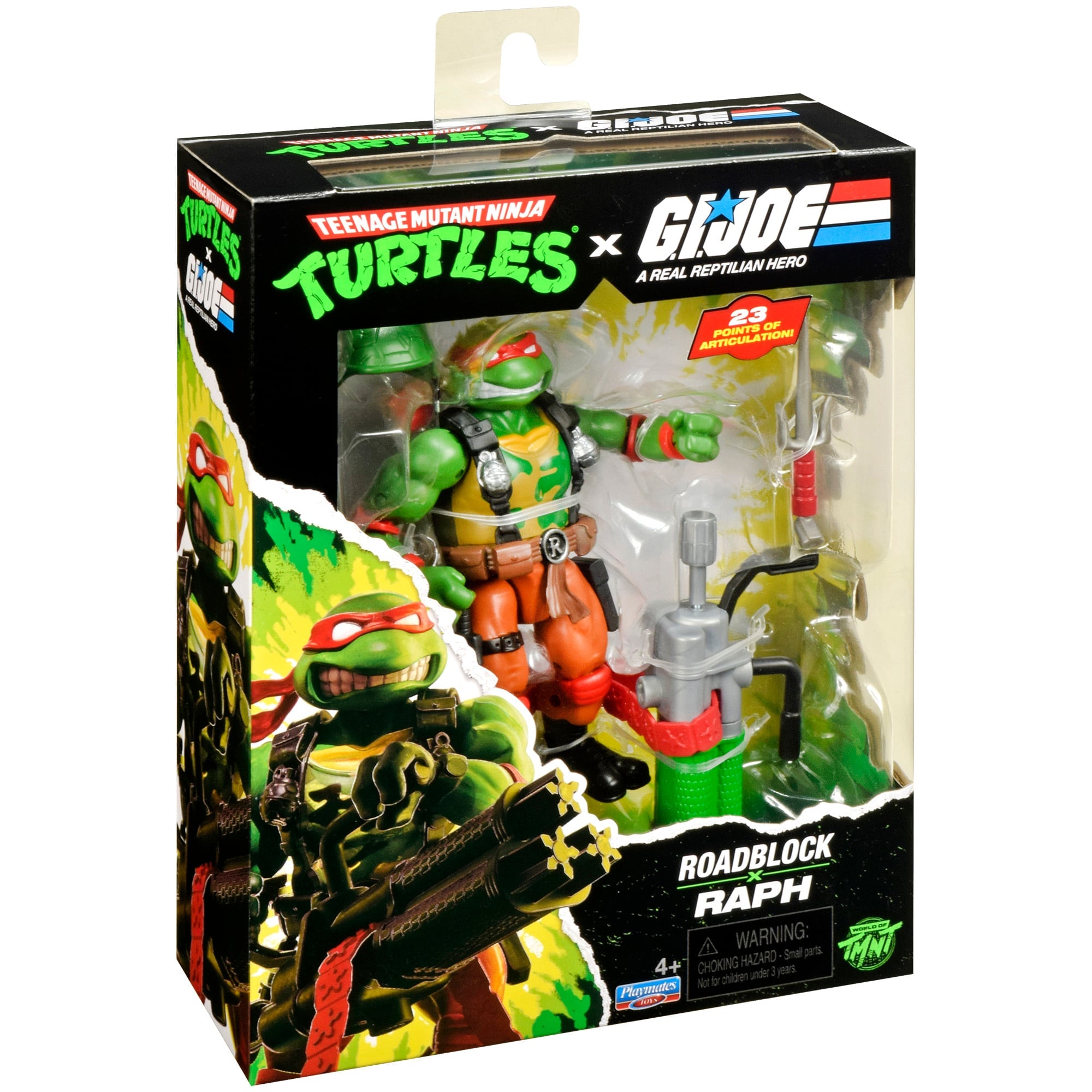 Raphael as Roadblock TMNT x GI Joe 4.5-Inch Figure — Package Side View