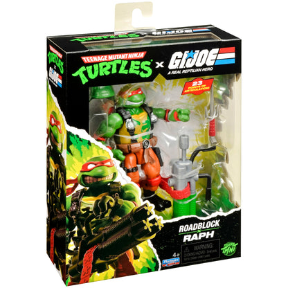 Raphael as Roadblock TMNT x GI Joe 4.5-Inch Figure — Package Side View