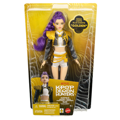 Rumi 'Golden' KPop Demon Hunters HUNTR/X 12-Inch Singing Fashion Doll — Front View in Package