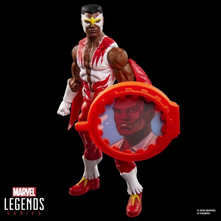 Falcon Secret Wars Marvel Legends 6-Inch Figure — Front View Holding Shield Sam Wilson Portrait
