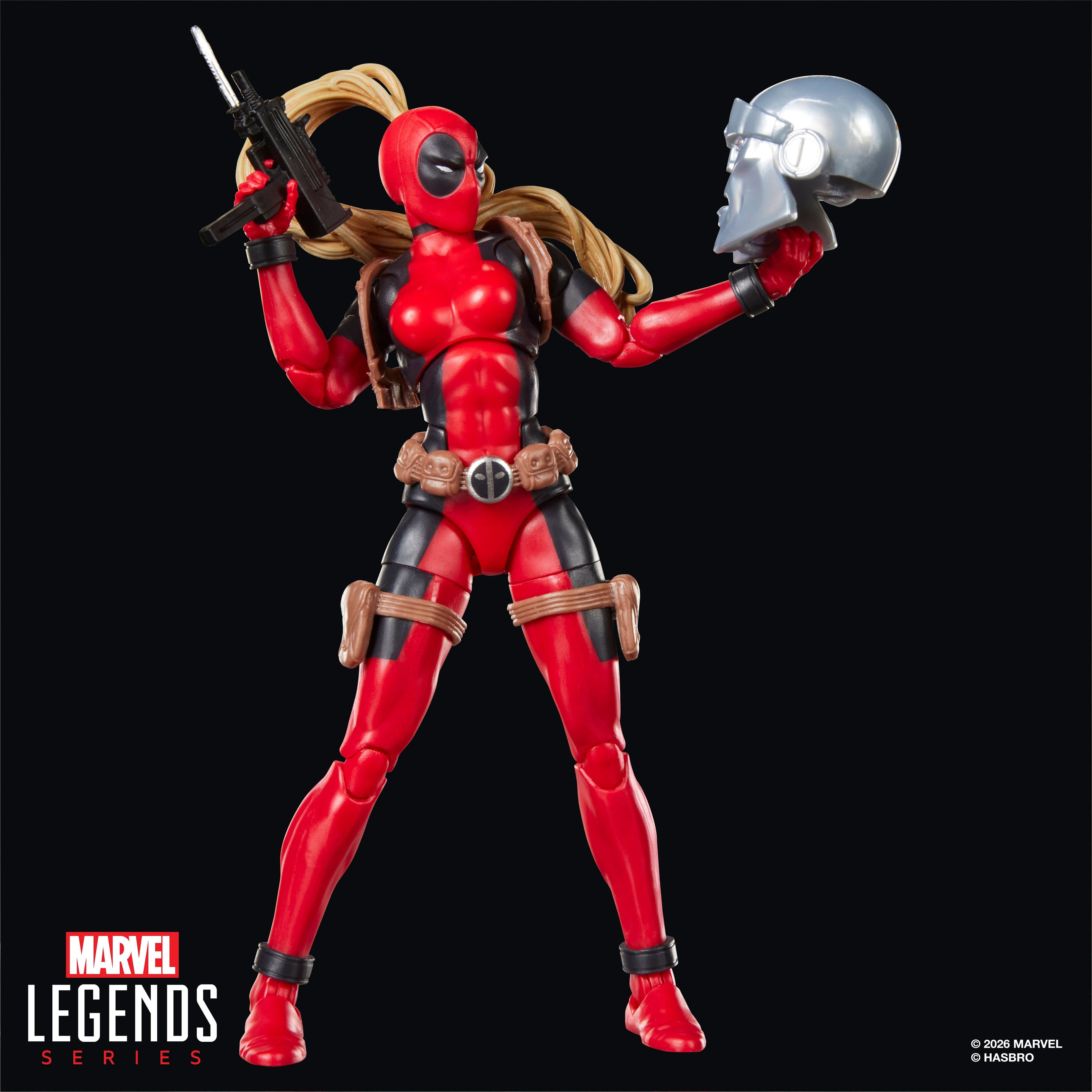 Lady Deadpool Marvel Legends 6-Inch Figure — Accessories Included SMG and Marvel's Box BAF Head