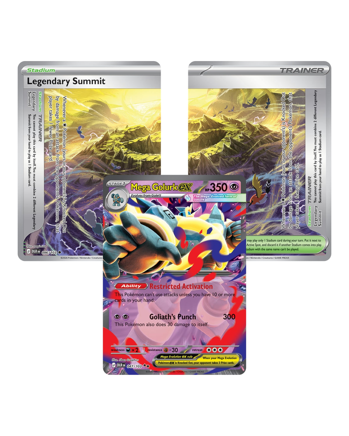 Delta Reign Elite Trainer Box Pokemon TCG — Mega Golurk ex and Legendary Summit Trainer Cards