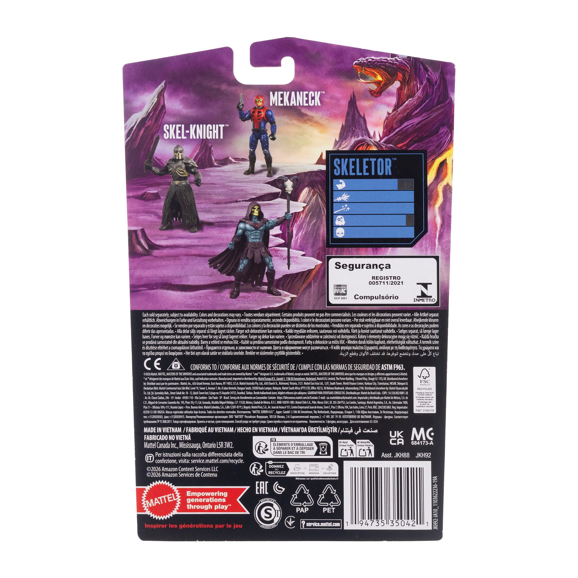 Skeletor Masters of the Universe 2026 5.5-Inch Figure — Package Back with Wave Lineup