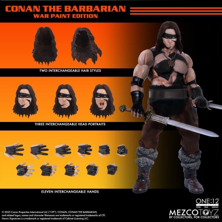 Conan Barbarian One:12 Collective War Paint Edition — Contents Display Showing Heads Hairstyles and Hands