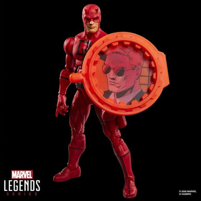 Daredevil Secret Wars Marvel Legends 6-Inch Figure — Front View Holding Lenticular Shield Matt Murdock Side