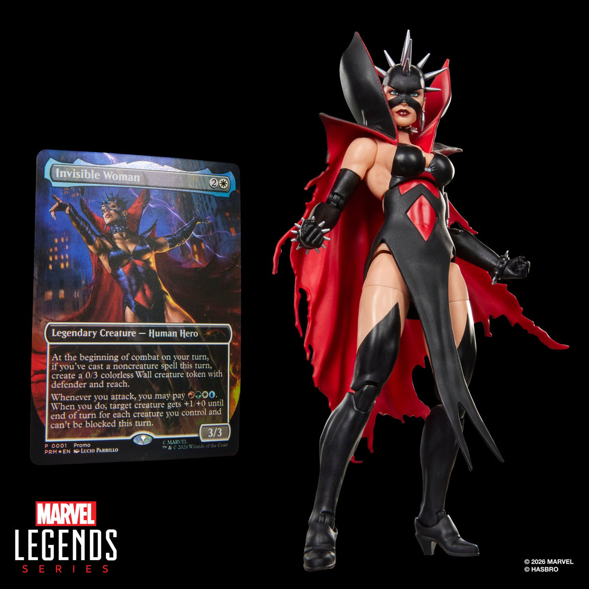 Malice Sue Storm Marvel Legends 6-Inch Figure — Figure with MTG Invisible Woman Promo Card Display