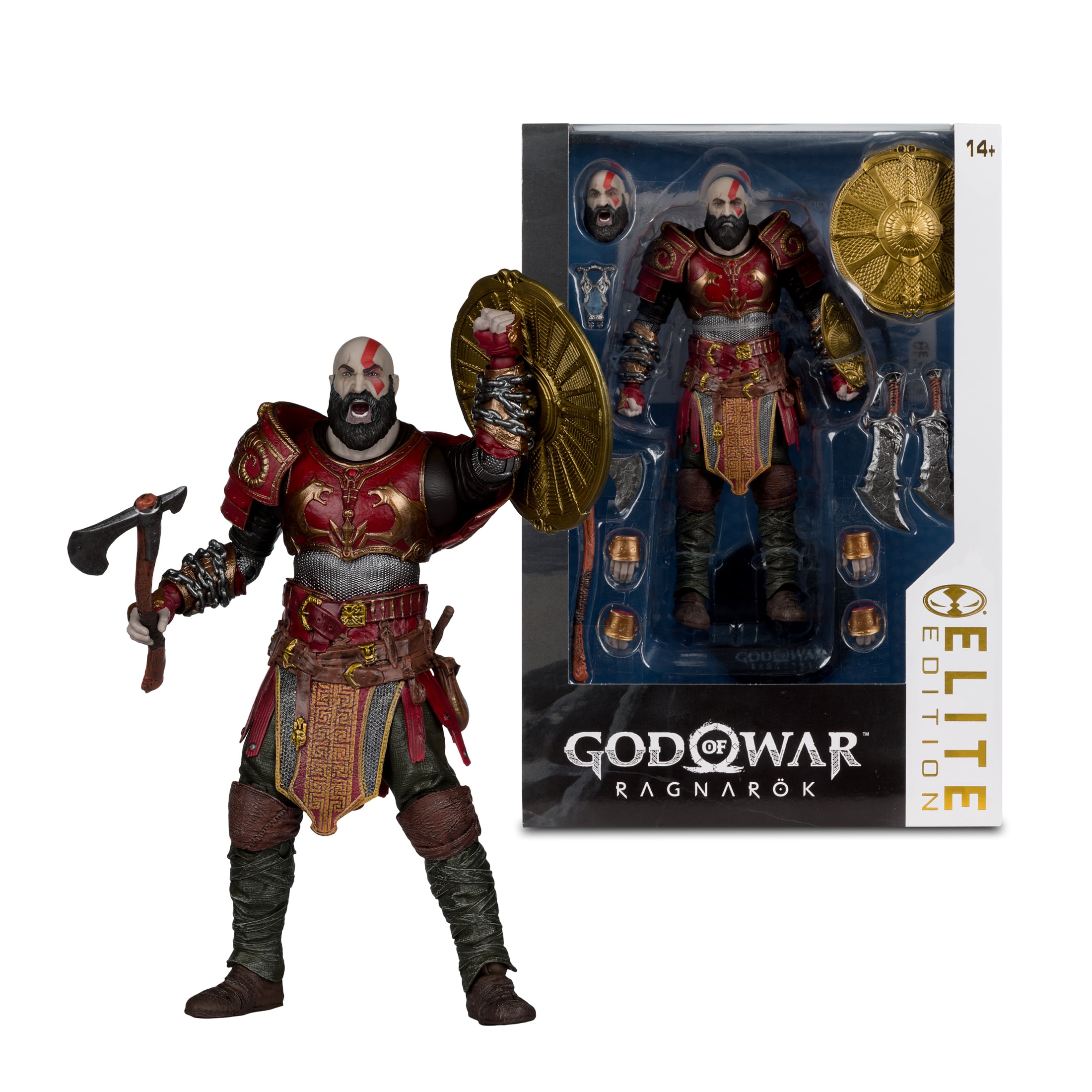 Kratos Ares Armor God of War Ragnarok McFarlane Elite Edition 7-Inch Figure — Figure Beside Retail Package