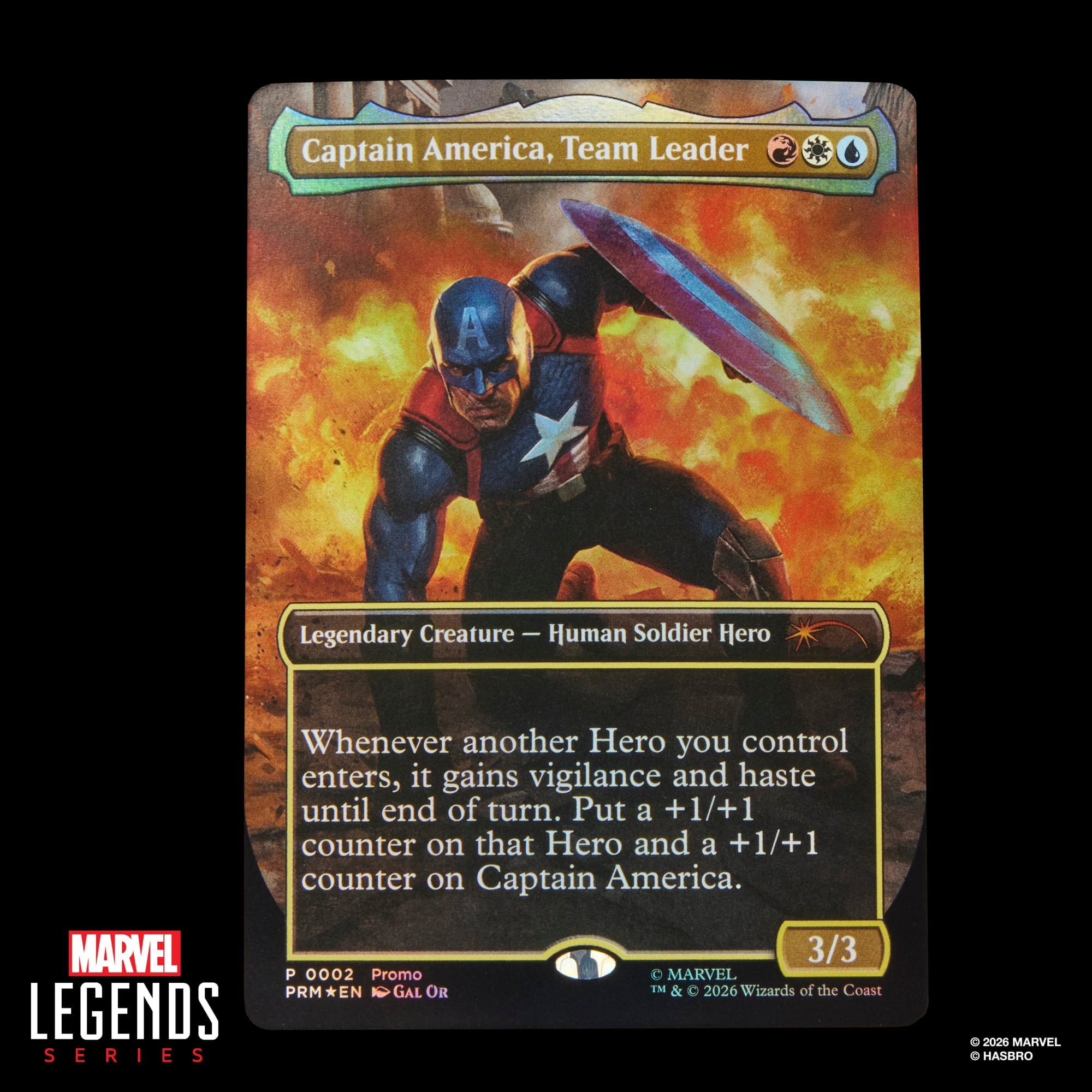 Captain America Team Leader MTG Marvel Super Heroes Exclusive Foil Promo Card — Card Front Detail