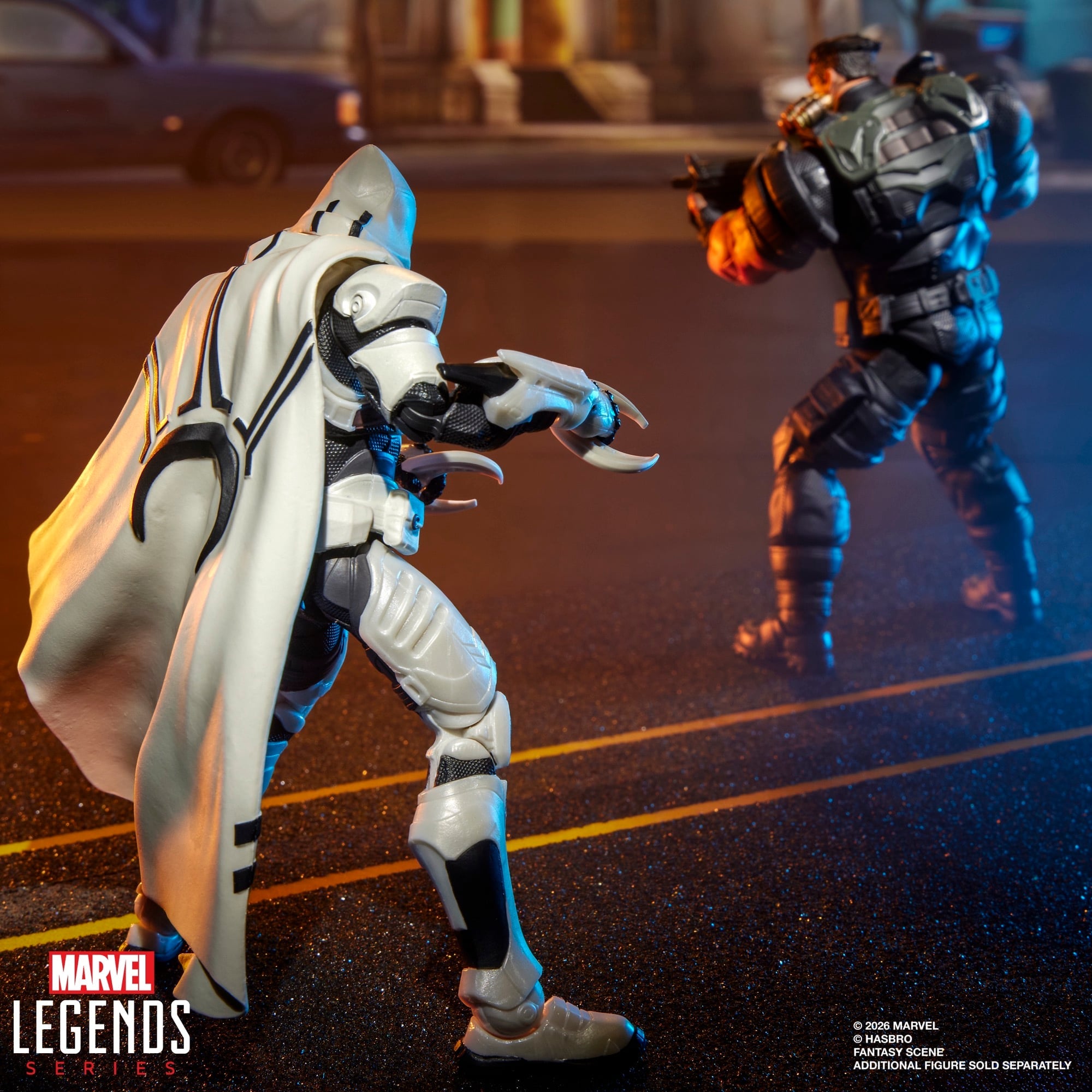 Moon Knight Marvel Legends 6-Inch Figure — Side View Combat Stance Against Additional Figure
