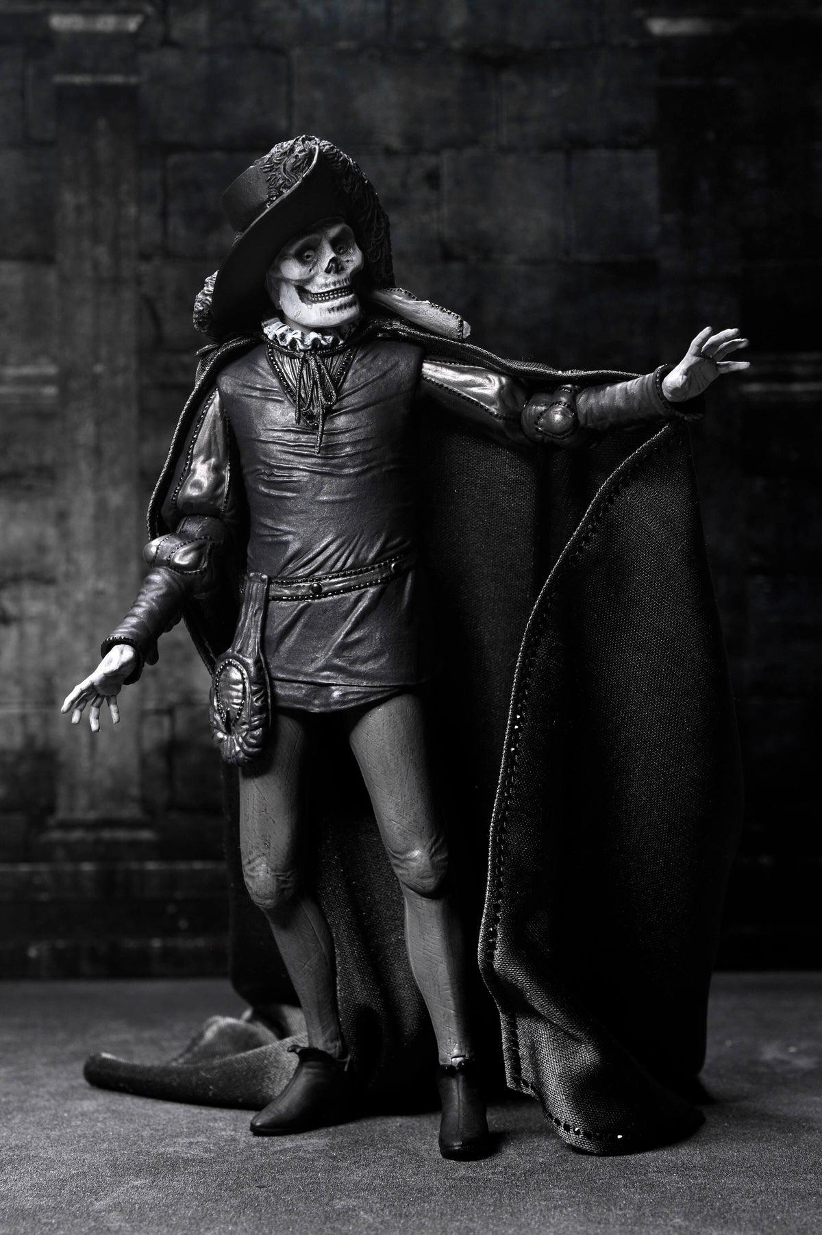 Phantom of the Opera Masque Red Death NECA 7-Inch Figure — Wide Stance Front View Stone Background