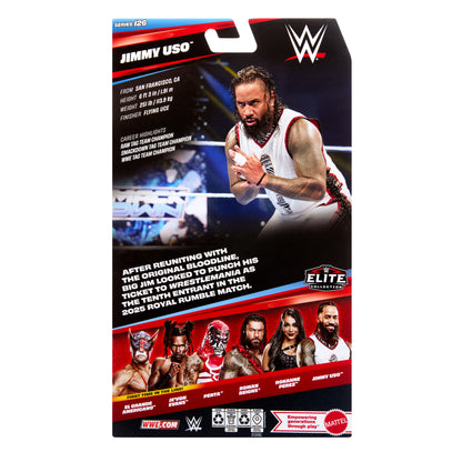 Jimmy Uso WWE Elite Collection Series 126 6-Inch Figure — Package Back with Career Highlights and Series Lineup