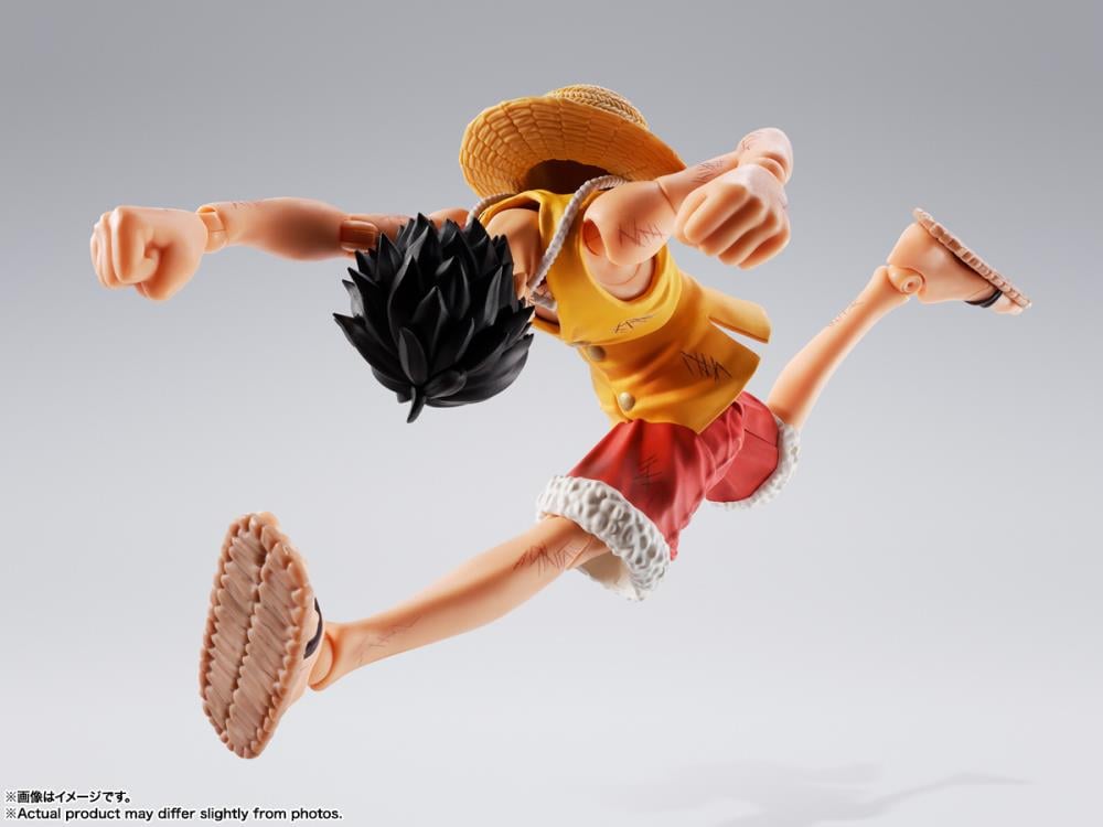 Monkey D. Luffy S.H.Figuarts 5.7-Inch Figure — Horizontal Flying Kick Side View