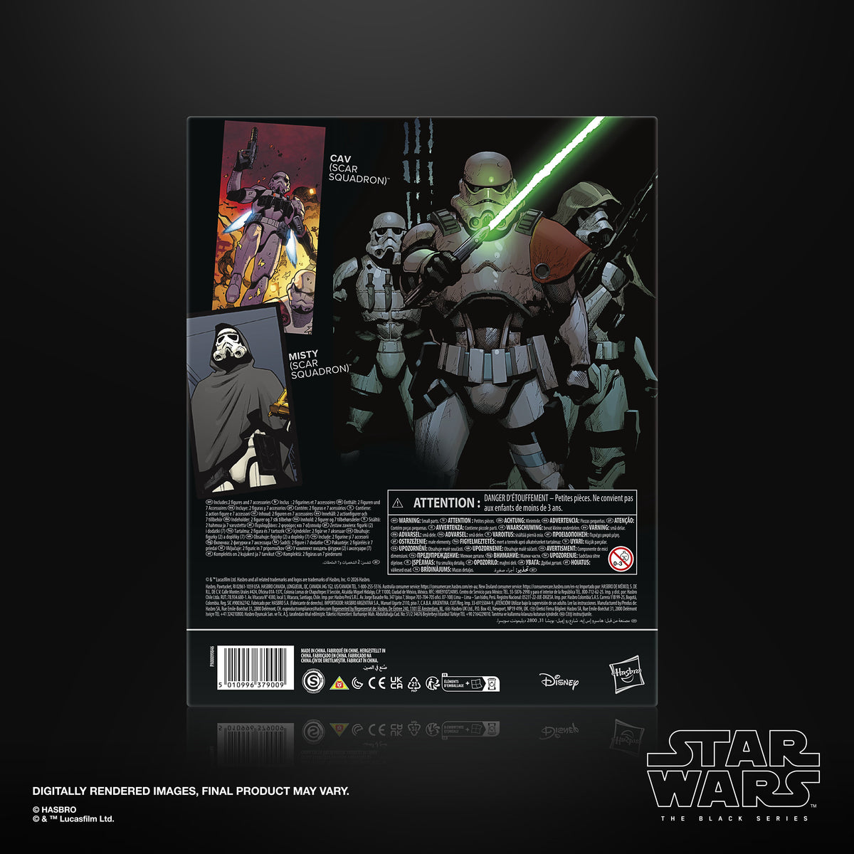 Cav and Misty SCAR Squadron Black Series 6-Inch Figure Set — Package Back with Character Panels and Contents