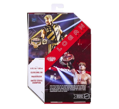 Logan Paul WWE Ultimate Edition 6-Inch Figure — Box Back with Career Highlights and Royal Rumble 2024 Photos