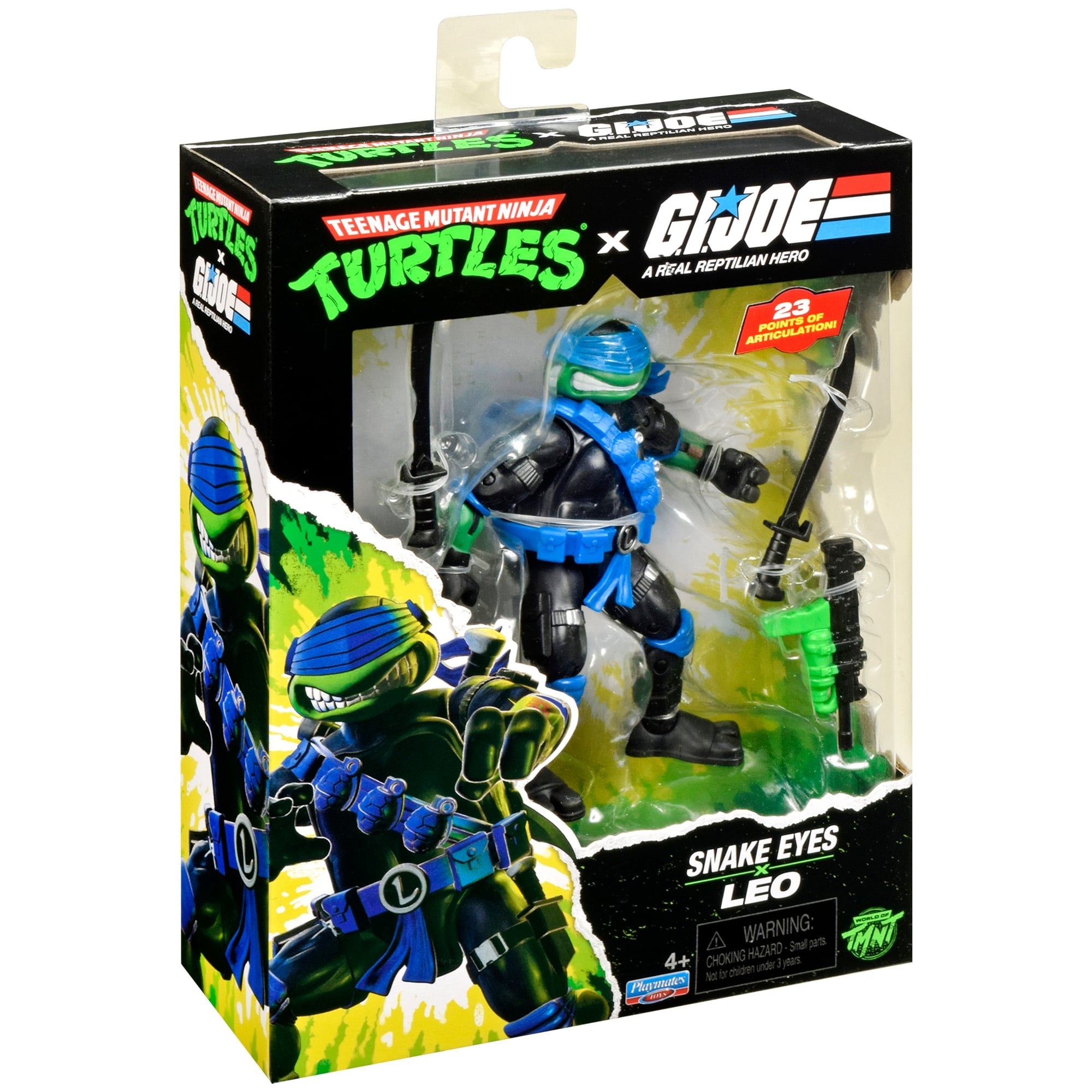 Leonardo as Snake Eyes TMNT x GI Joe 4.5-Inch Figure — Box Side View