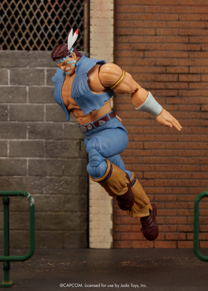T. Hawk Ultra Street Fighter II 6-Inch Action Figure — Side View in Airborne Lunging Pose