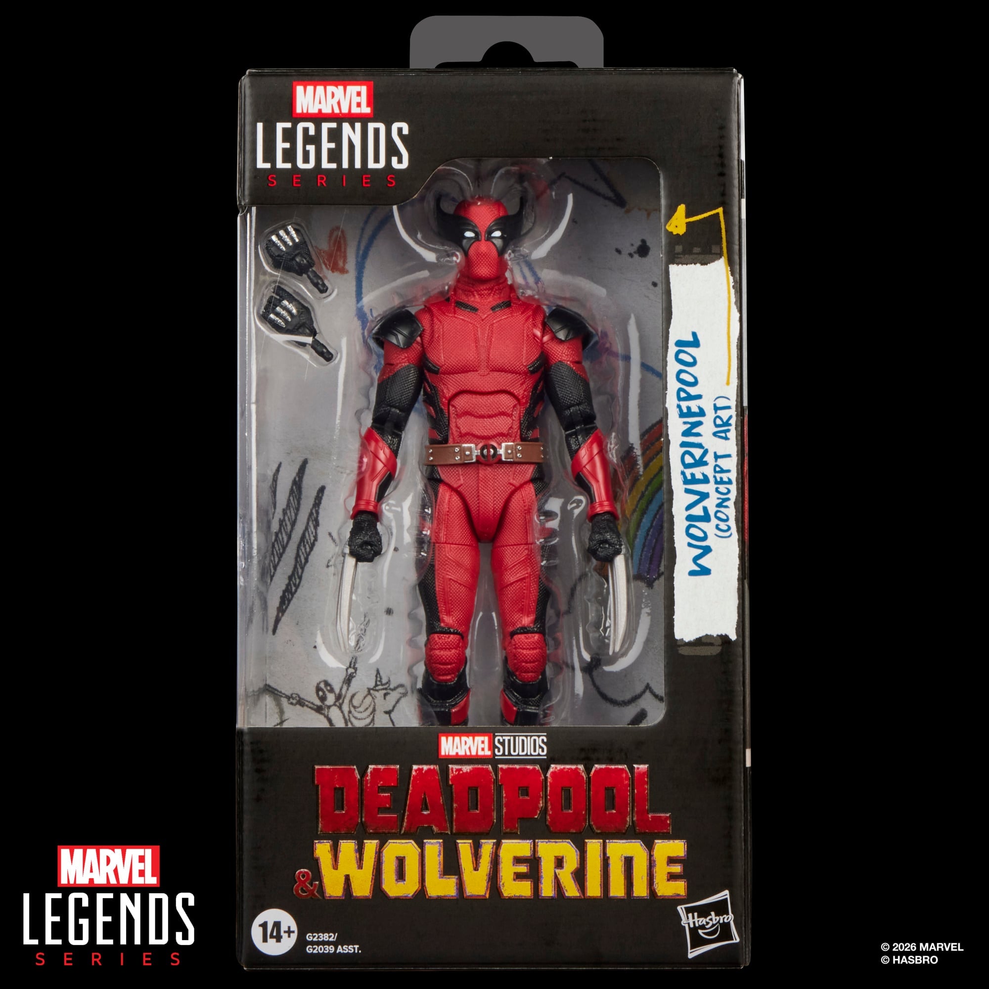 Wolverinepool Marvel Legends 6-Inch Figure — Box Art Front with Concept Art Window Display