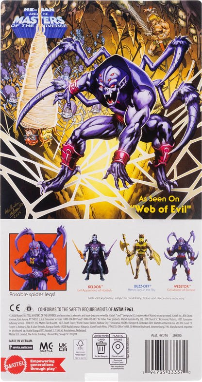 Webstor Masters of the Universe Origins Cartoon Collection — Card Back Showing Web of Evil Art