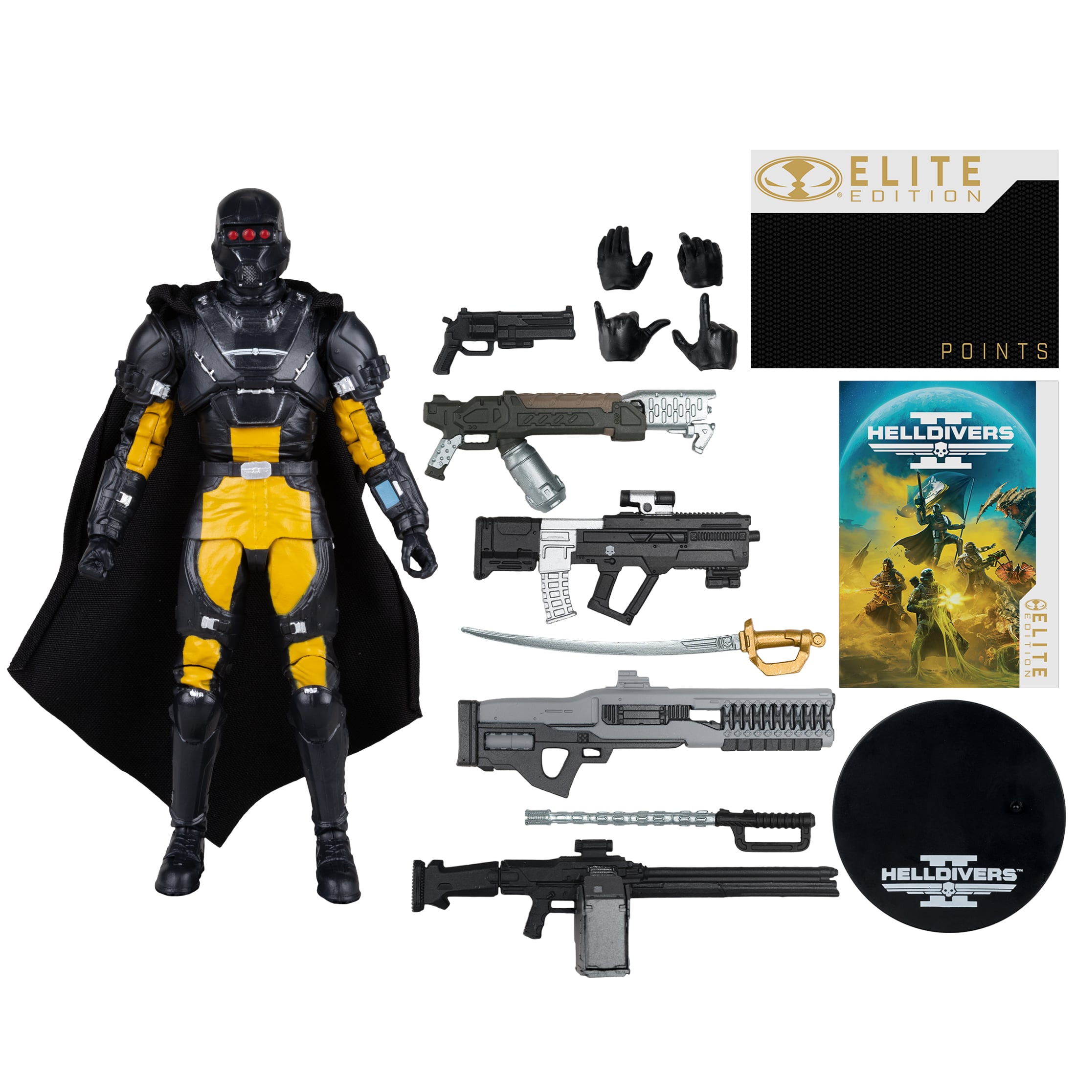 SA-04 Combat Technician Helldivers 2 Elite Edition 7-Inch Figure — Accessories Included Display with All Seven Weapons, Hands, Base, Art Card and Elite Points Card