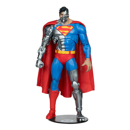 Cyborg Superman DC Multiverse 7-Inch Action Figure — Front View on Display Stand