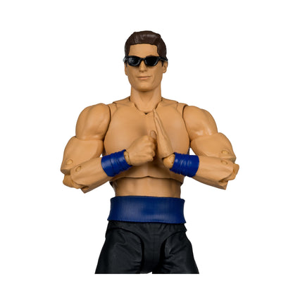 Johnny Cage Mortal Kombat Klassic 7-Inch Figure — Figure Detail Close-Up Showing Sunglasses and Wrist Wrap Articulation Points