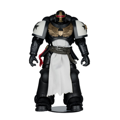 Black Templars Primaris Crusader McFarlane WH40K 7-Inch Figure — Front View on White Background with Figure Base