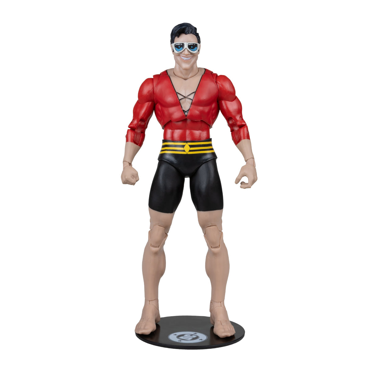 Plastic Man DC Multiverse 7-Inch Figure — Front View on DC Logo Display Base