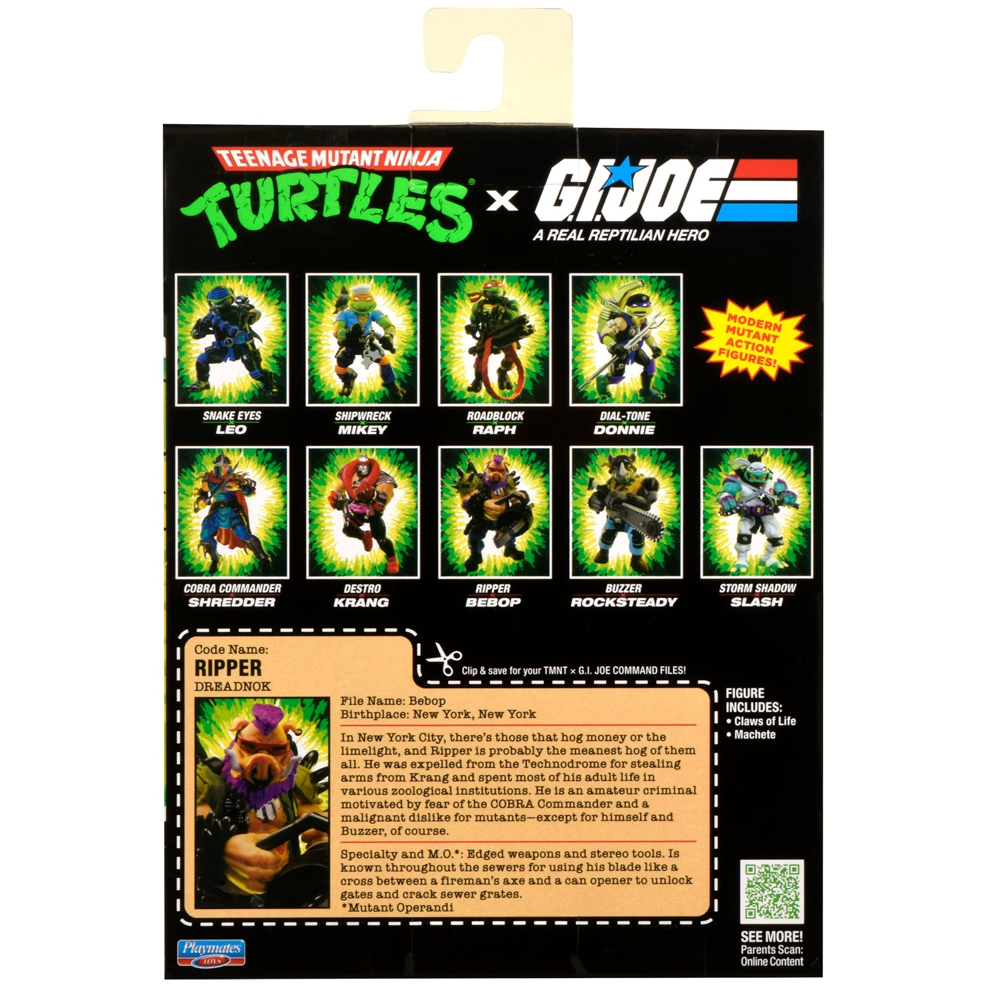 Bebop as Ripper TMNT x GI Joe 4.5-Inch Figure — Box Back with Full Wave Lineup
