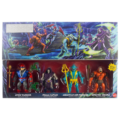 Battle for Subternia MOTU Origins 4-Pack — Box Back Illustrated Artwork and Figure Lineup