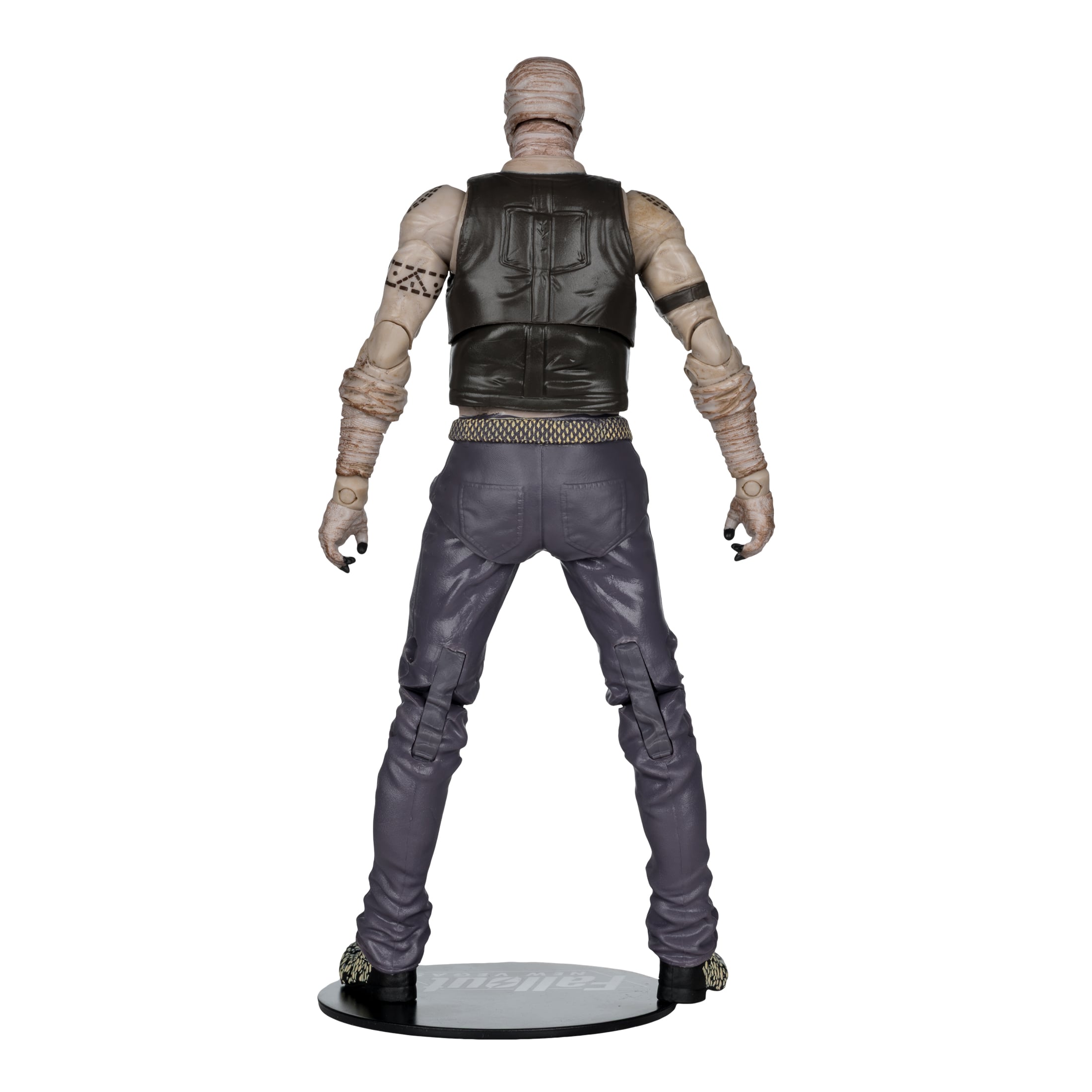Joshua Graham Fallout New Vegas McFarlane Gaming Edition 7-Inch Figure — Back View on Figure Base Showing Vest Rear and Arm Tattoos