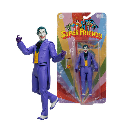 Joker DC Retro Super Friends 6-Inch Figure — Figure Beside Sealed Blister Card Package