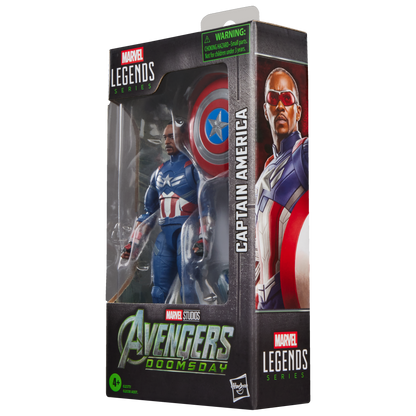 Captain America Sam Wilson Marvel Legends 6-Inch Figure — Package Side View with Character Art