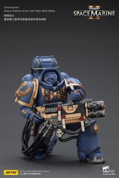 Ultramarines Heavy Artificer Armor Space Marine 2 JoyToy 1/18 Figure — Kneeling Combat Articulation Pose