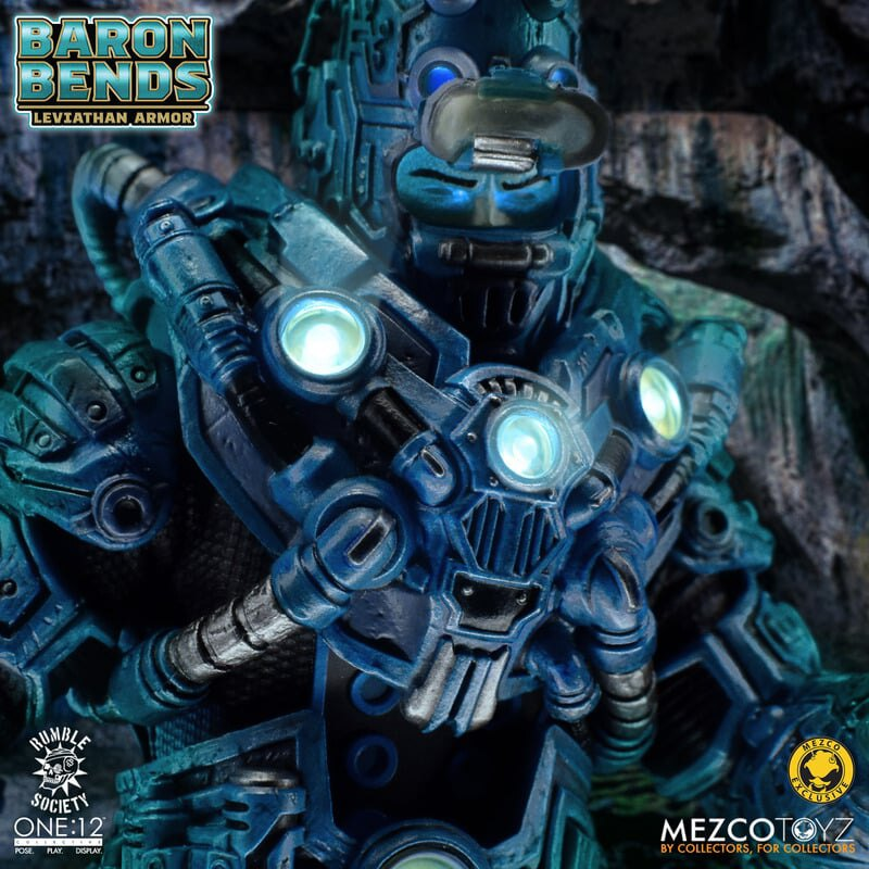 Baron Bends Leviathan Armor One:12 Collective Figure — Torso and Helmet Detail Close-Up with Glowing Reactor Ports