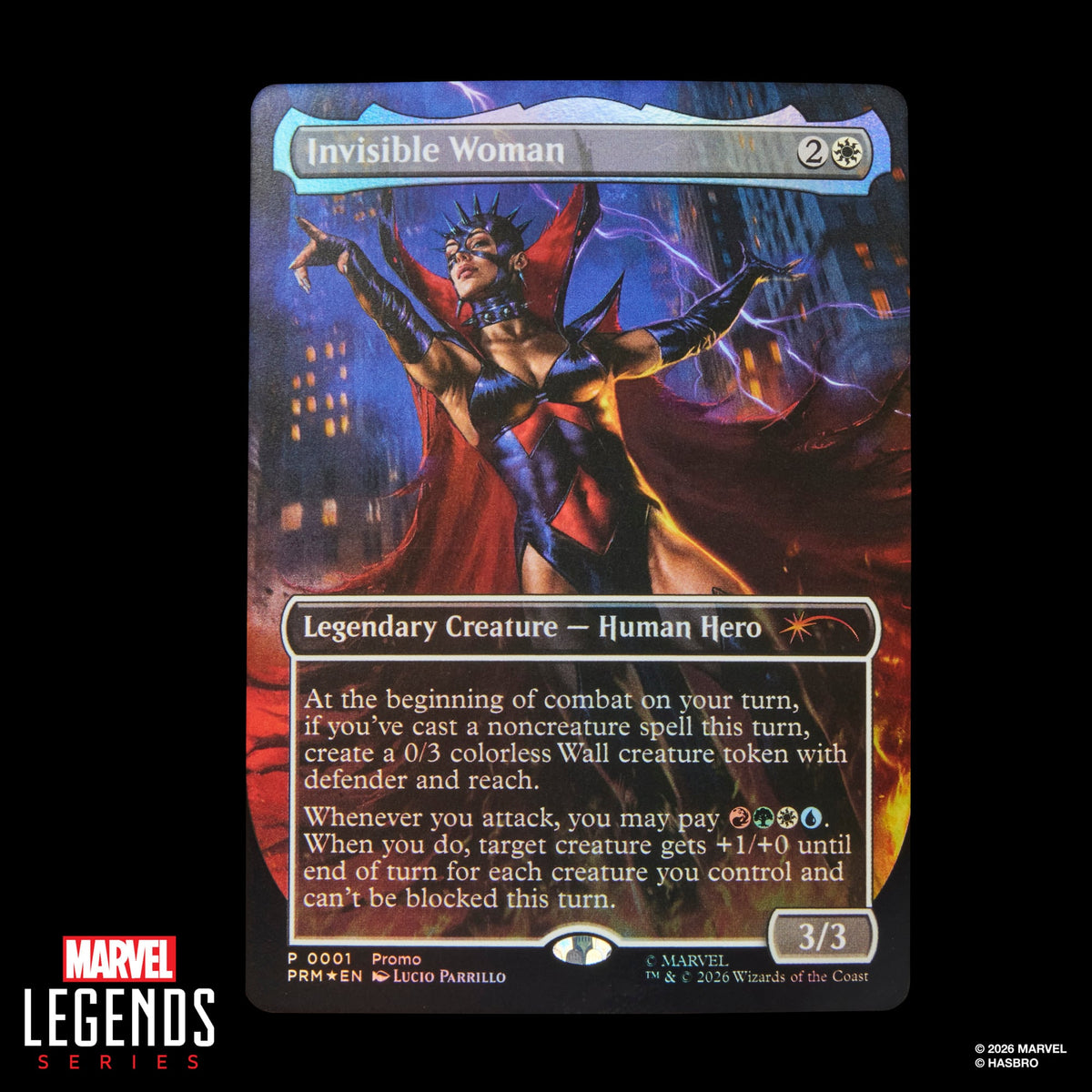 Malice Sue Storm Marvel Legends 6-Inch Figure — MTG Invisible Woman Foil Promo Card Close-Up