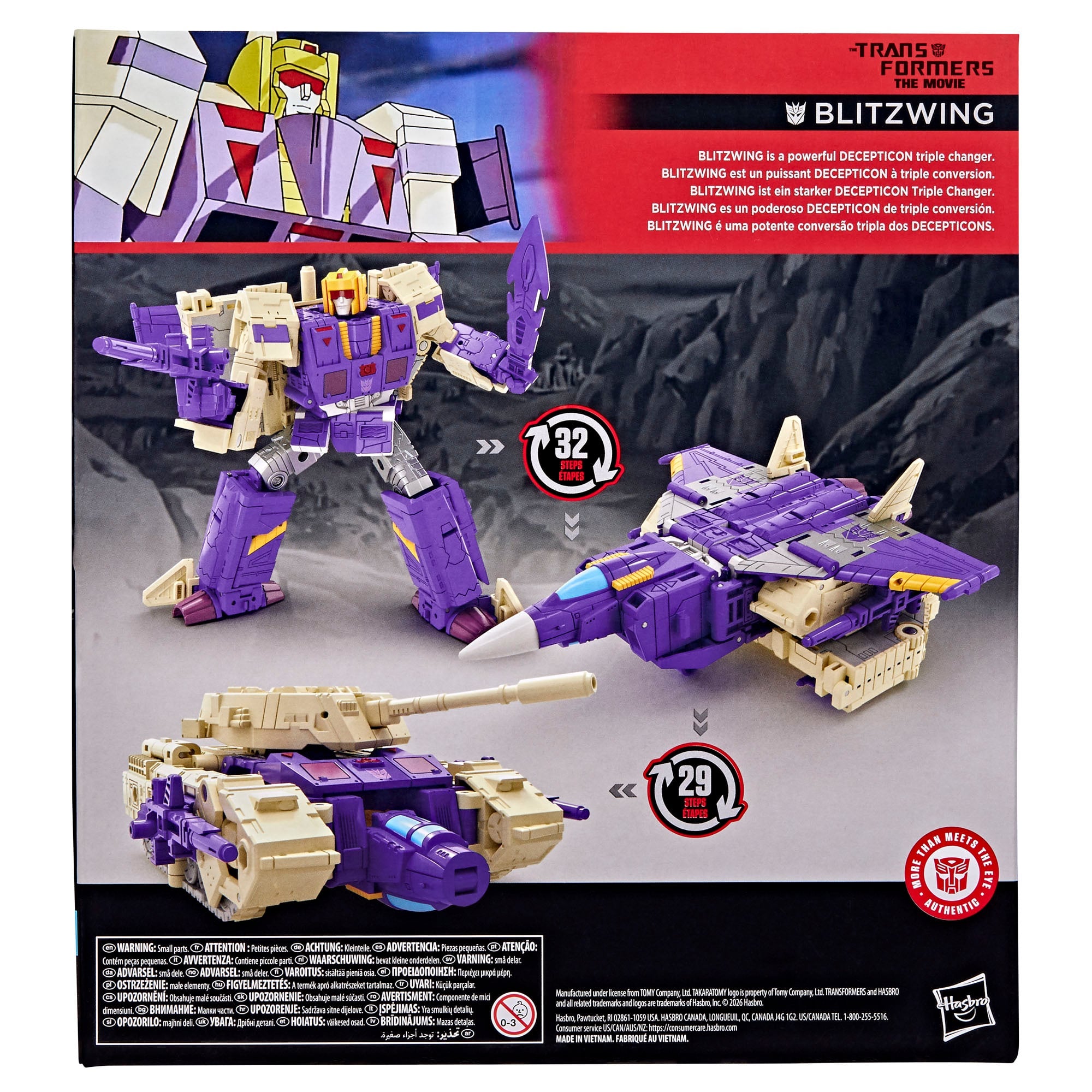 Blitzwing Studio Series 86 Leader 7-Inch Figure — Box Back with Transformation Steps